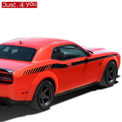 Dodge Challenger Body Side Accent Stripe Decal Kit – Door & Waist Line Graphic | 2008–2023 RS | 8 Premium Finishes - 200000182:193#Gloss Black-200000182:29#Gloss White-200000182:691#Reflective Red-200000182:10#Matte Black-200000182:350852#Silver-Grey-  DRIVEN - 3
