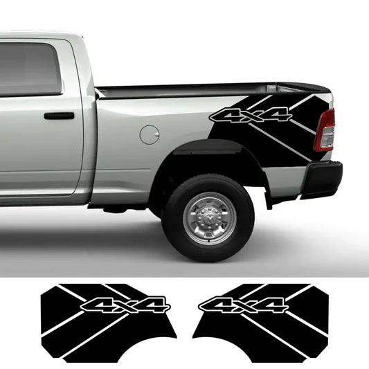 Dodge RAM Rebel & TRX Rear Bed Side Grunge 4x4 Vinyl Graphic Decal – Truck Bed & Trunk Decor | 12 Finishes - 200000182:200004890#Carbon Fiber-  DRIVEN - 1