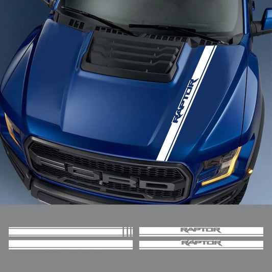 Hood Stripe Style Decal for Ford F-150 / Ranger Raptor | Vinyl Truck Sticker - 200000182:691#Model C;355:203282818#Glossy Orange-  DRIVEN - 2