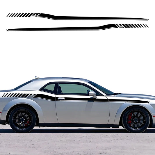 Dodge Challenger Full-Length Waistline Accent Stripe Decal Kit (2 Pcs) – Body Side Vinyl Graphic | 2008–2023 RS | 8 Finishes - 200000182:350852#Glossy Red-  DRIVEN - 1