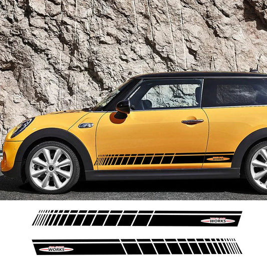 JCW Door Side Skirt Stripe Decal for Mini Cooper | 2-Piece Vinyl Decoration Kit - 200000182:193#Glossy Black-  DRIVEN - 1