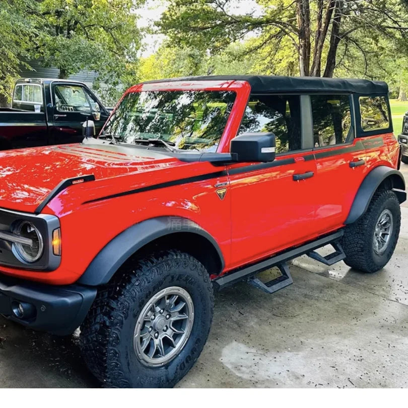 Matte Black Roush-Style Hood & Waistline Stripe Decal for Ford Bronco 4-Door | Precut Vinyl Overlay - <none>-  DRIVEN - 3