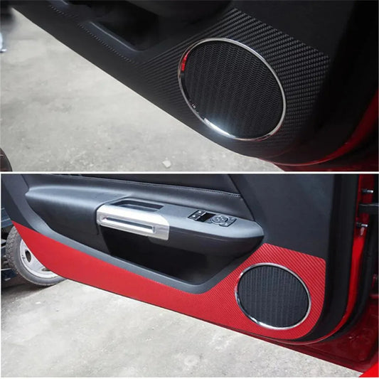 Carbon Fiber Door Anti-Kick Protection Sticker for Ford Mustang (2015-2021) | Sill Decal - 200000182:193-  DRIVEN - 1
