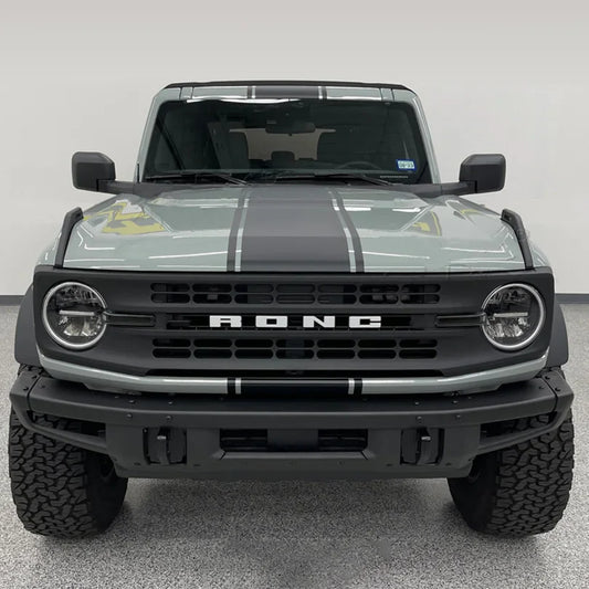 Matte Black Double Stripe Hood Scoop Decal for Ford Bronco (2021–2023) | Personalized Vinyl Overlay - 200000182:691#B-  DRIVEN - 1