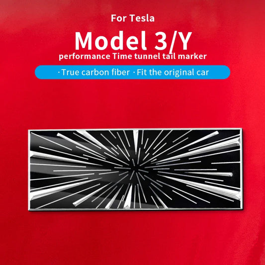 Time Space Tunnel Logo Trunk Badge Decal for Tesla Model 3 Highland | Emblem Sticker - 200000182:193#Black-silver-  DRIVEN - 1