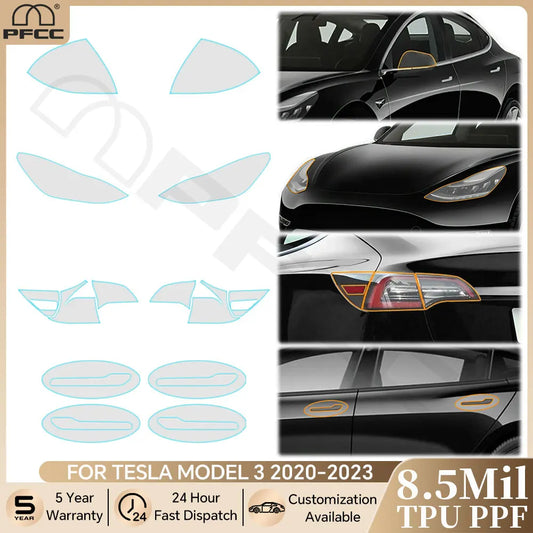 Precut PPF for Tesla Model 3 (2020–2023) | TPU Headlight, Mirror, Door Handle & Tail Light Film - 200000182:193#Door Handles;355:203282823#2020-2023;5:200000990#For Tesla Model 3-  DRIVEN - 1