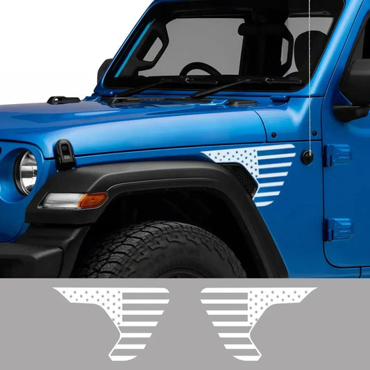USA Flag Fender Vent Decal for Jeep Gladiator JT | Vinyl Truck Graphic Sticker - 200000182:193#Glossy Black-  DRIVEN - 2