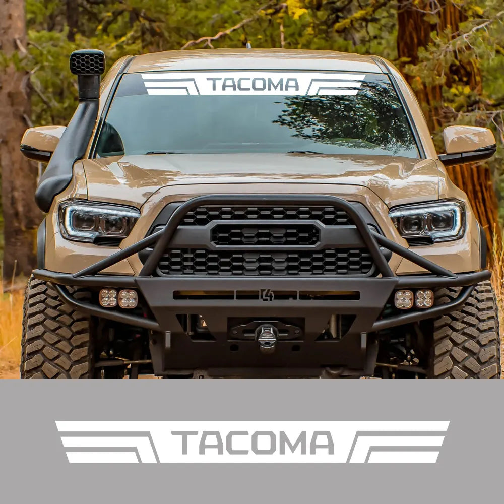 Front Windshield Graphic Decal for Toyota Tacoma | Custom Logo Vinyl Truck Sticker - 200000182:193#Glossy Black-200000182:1052#Colorful Laser-200000182:350850#Matt Black-200000182:350853#Carbon Fiber-200000182:366#Glossy Yellow-  DRIVEN - 1