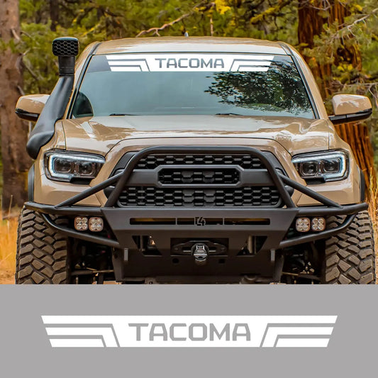 Front Windshield Graphic Decal for Toyota Tacoma | Custom Logo Vinyl Truck Sticker - 200000182:193#Glossy Black-  DRIVEN - 1
