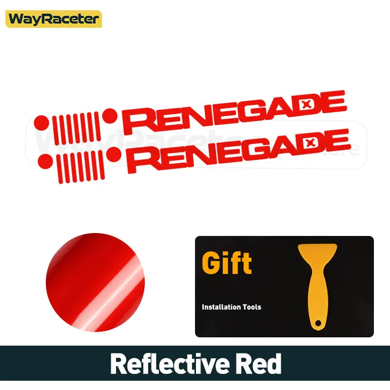 Jeep Renegade Hood & Fender Reflective Decal Kit – Grill Graphic Vinyl | Trailhawk, Sport (2 Pcs) - 200000182:366#Reflective yellow-200000182:350852#Reflective orange-200000182:173#Reflective blue-200000182:10#Reflective red-200000182:175#Reflective green-  DRIVEN - 10