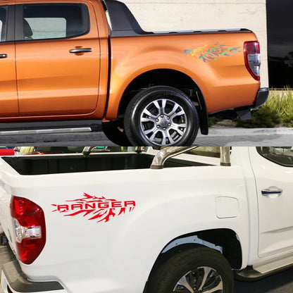 Splash Bed Side Decal for Ford Ranger Raptor XL / XLT / Lariat | 2-Piece Matte Vinyl Truck Graphic - 200000182:366#Matt Gold-200000182:496#Colorful Laser-200000182:175#Matt Black-200000182:193#Matt Silver-200000182:691#Carbon Fiber-  DRIVEN - 3