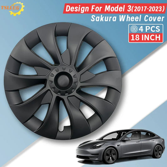 18" Sakura Style Hub Cap for Tesla Model 3 (2017–2023) | 4-Piece ABS Replacement Wheel Cover - 14:29#Arachnid Style Black;200007085:11755855#Model 3 18Inch;200007763:201336342;400005408:110553637#Tesla;400005409:3984267#2017-2023-  DRIVEN - 1