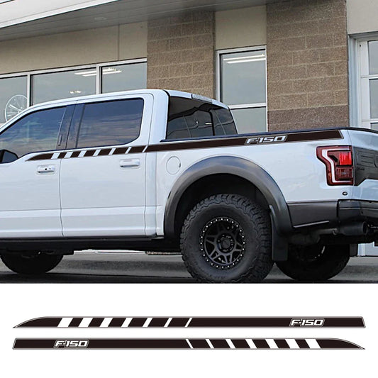 Full-Length Waistline Door Side Decal for Ford F-150 / Raptor / XLT | 2-Piece Pickup Vinyl Graphic - 200000182:771#Carbon Fiber-  DRIVEN - 1