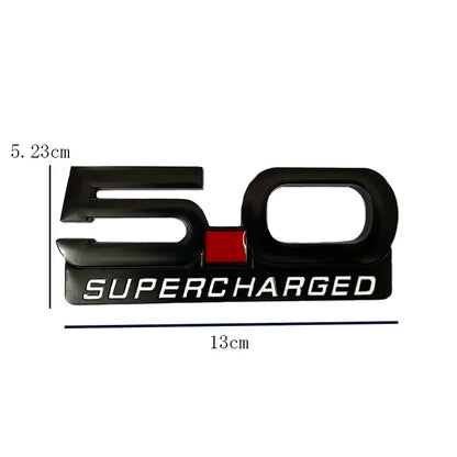 3D Metal 5.0 Supercharged Fender & Trunk Badge | Ford Mustang Styling Emblem - 200000182:29#Silver-200000182:193#Black-  DRIVEN - 7