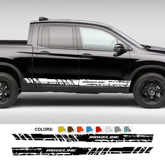 Door Side Skirt Stripe Decal for Honda Ridgeline | 2-Piece Vinyl Pickup Truck Graphic - 200000182:496#Matt Silver-  DRIVEN - 1
