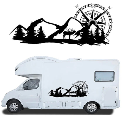 Forest Mountain Scenic Vinyl Decal – Motorhome, RV, Caravan & Camper Van Body Graphic | 3 Sizes, 12 Finishes - 200000182:771#Colorful Laser;5:361386#100cm x 42cm-200000182:771#Colorful Laser;5:100014064#70cm x 29cm-200000182:496#Matt Gold;5:203611026#140cm x 53cm-200000182:496#Matt Gold;5:361386#100cm x 42cm-200000182:1052#Carbon Fiber;5:203611026#140cm x 53cm-  DRIVEN - 1