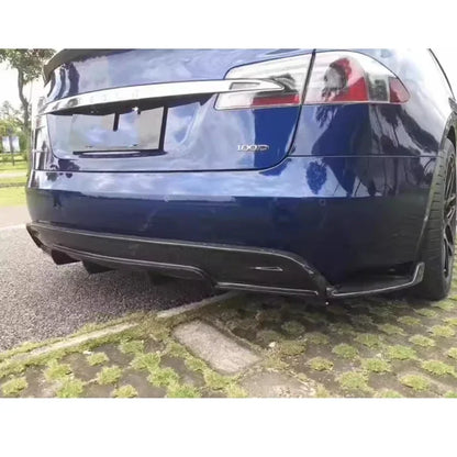 Real Carbon Fiber Rear Bumper Diffuser & Splitters for Tesla Model S (2017+) | Back Lip Body Kit - 14:200004891#Forged Carbon-14:200004889#FRP Matte Black-14:200004890#Carbon fiber-  DRIVEN - 3