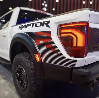 Sport R Bedside & Hood Stripe Decal Kit for Ford F-150 Raptor (2024) | Matte Black + Red Precut Vinyl - <none>-  DRIVEN - 5