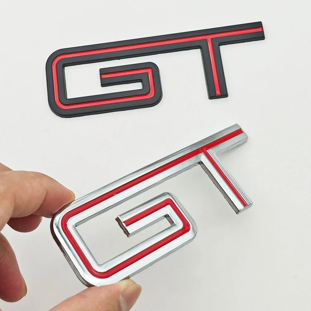 3D Chrome Metal GT Logo Trunk Badge | Ford F-150 / Mustang / Explorer / Ranger Decal - 200000182:691#Chrome Black-200000182:29#Black Red-200000182:193#Chrome Red-  DRIVEN - 6