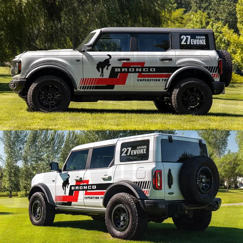 Fashion Sport Body Appearance Vinyl Decal Kit for Ford Bronco | Full Modification PVC Wrap - 200000182:193#Black Red-  DRIVEN - 2