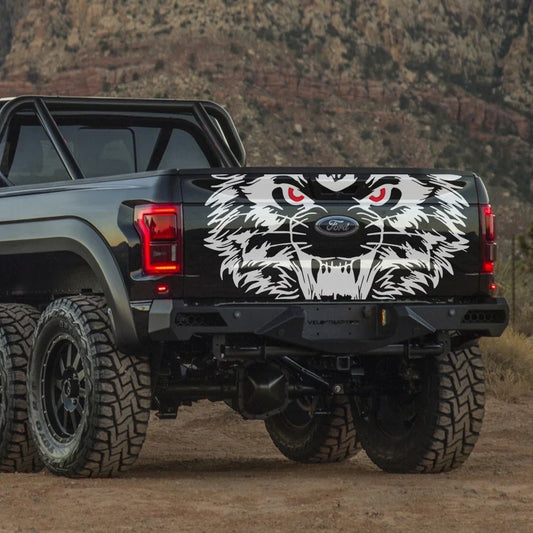 Tiger Tailgate Graphic Decal | Universal Pickup Sticker for Ford F-150, Toyota Hilux, Silverado, RAM, Isuzu D-Max & More - 200000182:350850#Black Gray-  DRIVEN - 2