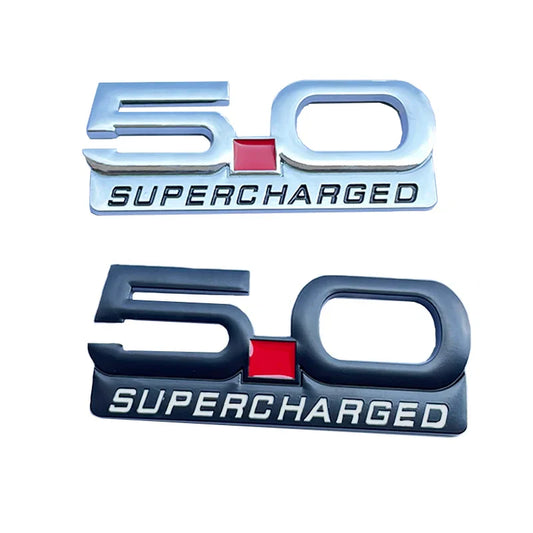 3D Metal 5.0 Supercharged Fender & Trunk Badge | Ford Mustang Styling Emblem - 200000182:29#Silver-  DRIVEN - 1