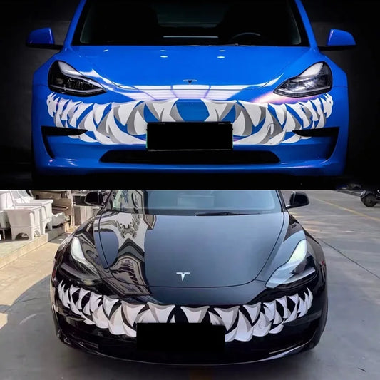 Shark Teeth Front Grille Decal for Tesla Model 3 & Model Y | Venom-Style Vinyl Graphics - 355:203282808#for model Y-  DRIVEN - 1