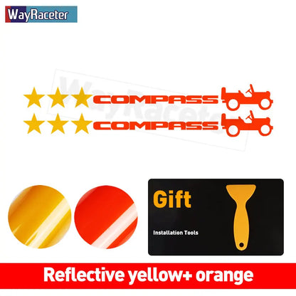 Jeep Compass Willy Edition Star Decal Kit – Reflective Vinyl | Hood, Trunk & Door Pillar (2 Pcs) - 200000182:175#Yellow and white-200000182:366#Yellow and black-200000182:496#Yellow and blue-200000182:173#Yellow and red-200000182:691#Red and blue-  DRIVEN - 13