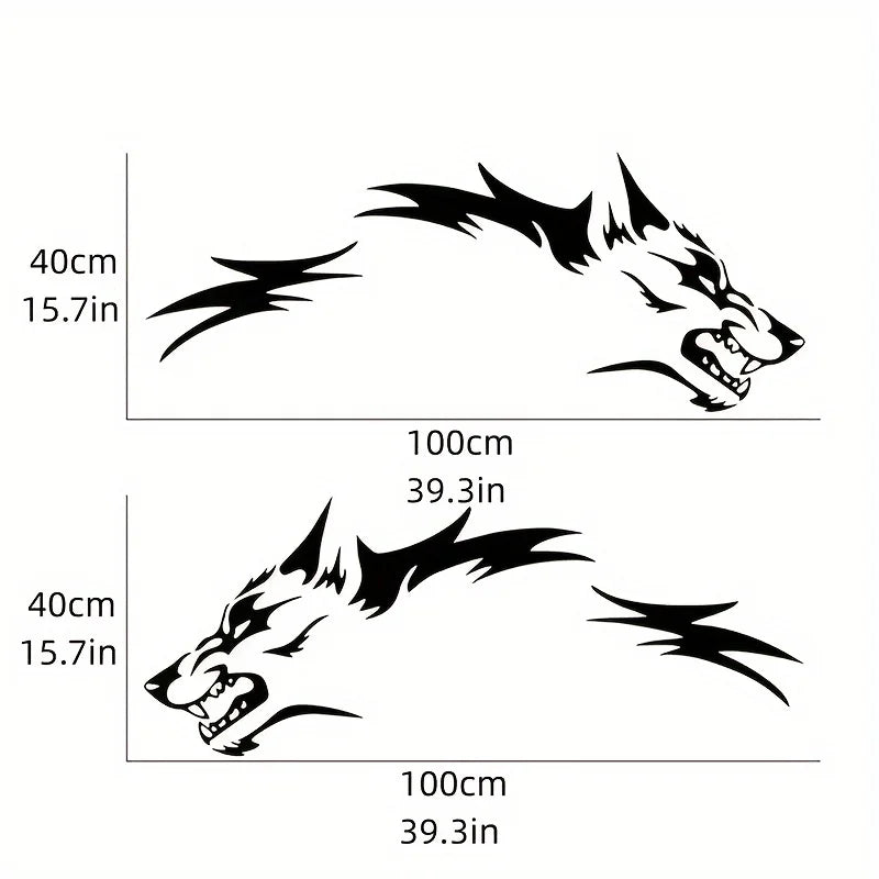 Wolf Side Body Decal | 2-Piece Waterproof Self-Adhesive Vinyl Animal Sticker - 200000182:193#2pcs Black;5:100014064#100x40CM(each)-200000182:29#2pcs White;5:100014064#100x40CM(each)-200000182:10#2pcs Red;5:100014064#100x40CM(each)-  DRIVEN - 3