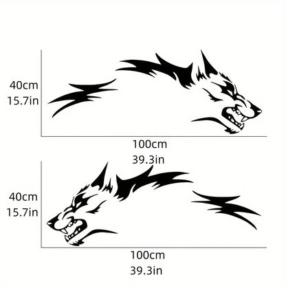 Wolf Side Body Decal | 2-Piece Waterproof Self-Adhesive Vinyl Animal Sticker - 200000182:193#2pcs Black;5:100014064#100x40CM(each)-200000182:29#2pcs White;5:100014064#100x40CM(each)-200000182:10#2pcs Red;5:100014064#100x40CM(each)-  DRIVEN - 3