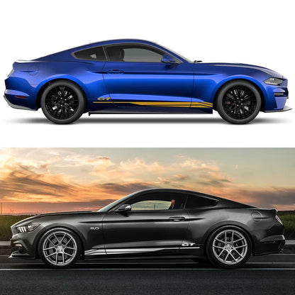 Door Side Graphic Stripe Decal for Ford Mustang GT 350 / 500 / GT4 / GT5 | Color Change Vinyl - 200000182:173#Matt Black-200000182:175#Glossy Blue-200000182:366#Glossy Yellow-200000182:350852#Glossy Orange-200000182:10#Glossy Red-  DRIVEN - 4