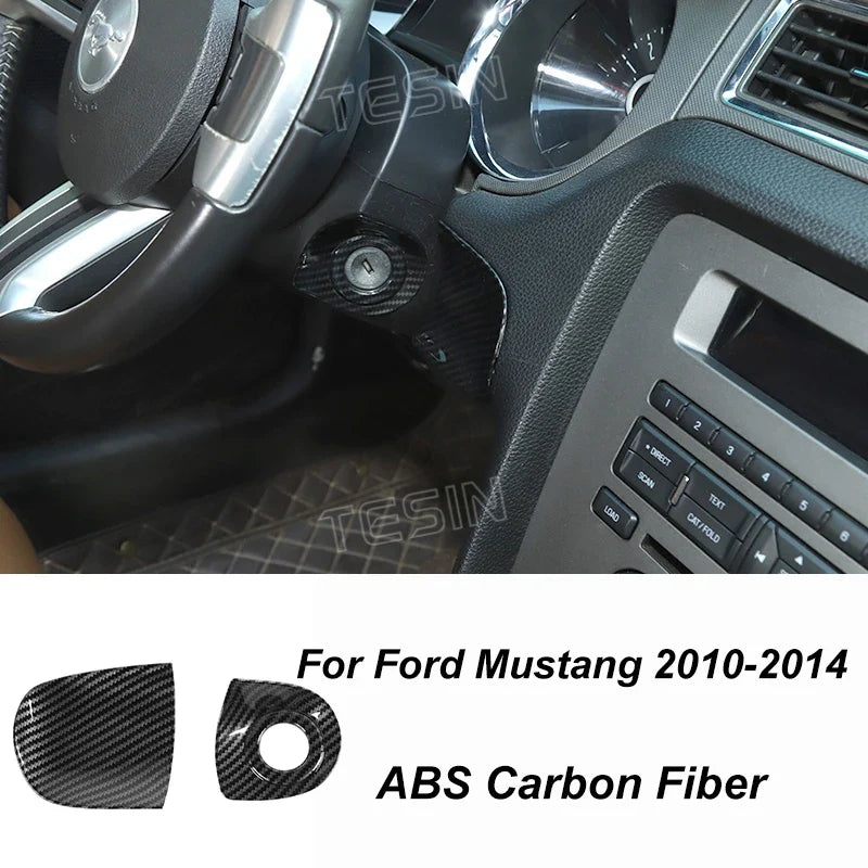 Carbon Fiber Grain Interior & Exterior Decoration Sticker for Ford Mustang (2009-2014) | Kit - 200000182:200013901#Door lock pin ring-200000182:202530813#Front fog lamp decor-200000182:200006158#Dashboard Panel-200000182:40808150#Headlight switch-200000182:200003699#Start key socket-  DRIVEN - 22