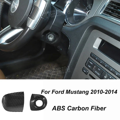 Carbon Fiber Grain Interior & Exterior Decoration Sticker for Ford Mustang (2009-2014) | Kit - 200000182:200013901#Door lock pin ring-200000182:202530813#Front fog lamp decor-200000182:200006158#Dashboard Panel-200000182:40808150#Headlight switch-200000182:200003699#Start key socket-  DRIVEN - 22