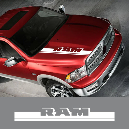 Hood Stripe Kit Decal for Dodge RAM 1500 / 2500 / 3500 Rebel / TRX | Vinyl Truck Sticker - 200000182:29#Glossy White-  DRIVEN - 1