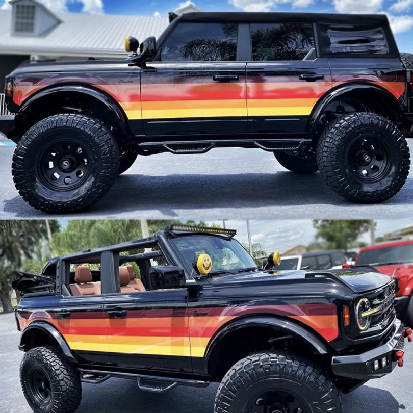 Retro Sunset Orange Waistline Stripe Decal for Ford Bronco | Custom Precut Vinyl Overlay - 200000182:193#A-200000182:29#B-  DRIVEN - 6