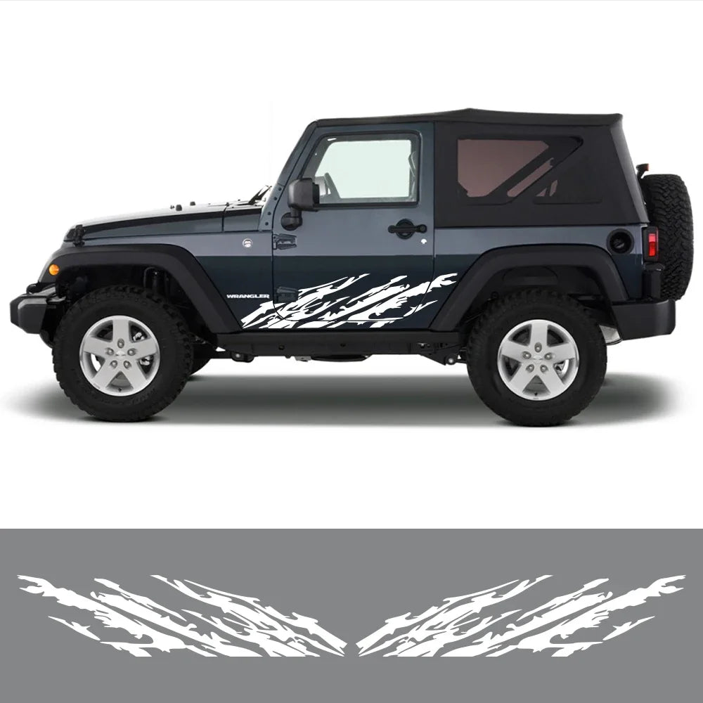 Mud Splash Door Side Decal for Jeep Wrangler JK / JL / TJ / YJ | Full-Coverage Vinyl Kit - 200000182:496#Matt Silver;5:361386#185x46cm-200000182:691#Glossy Gray;5:100014064#125x31cm-200000182:366#Glossy Yellow;5:361386#185x46cm-200000182:496#Matt Silver;5:100014064#125x31cm-200000182:193#Glossy Black;5:361386#185x46cm-  DRIVEN - 3