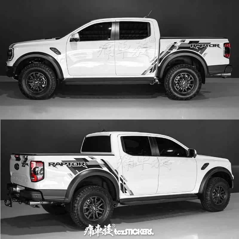 Body & Rear Trunk Exterior Decal for Ford Ranger Raptor (2024) | Custom Sports Vinyl Film - 200000182:193#Black gray white-200000182:29#Yellow Grey Red-  DRIVEN - 4