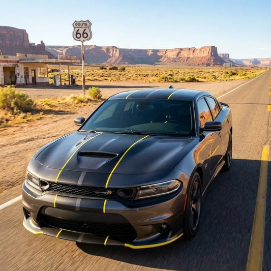 Twin Two-Tone Rally Stripe Body Decal for Dodge Charger (2005+) | Full-Body KK Vinyl Kit - 200000182:193-  DRIVEN - 1