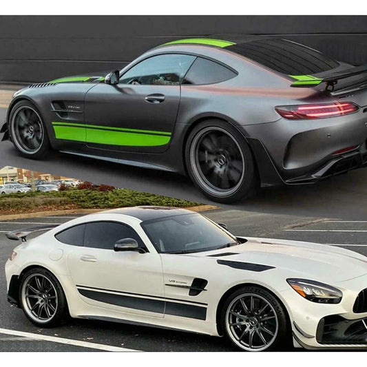 AMG Racing Hood Stripe & Waistline Decal for Mercedes-Benz AMG GTR / GTS / C63 | Green Vinyl Graphics - 200000182:193#black-  DRIVEN - 1