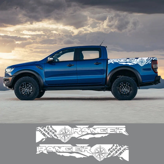 Tire Print & Compass Adventure Tail Decal for Ford Ranger Raptor Pickup | Off-Road Vinyl Graphics - 200000182:350850#Matt Gold-  DRIVEN - 1