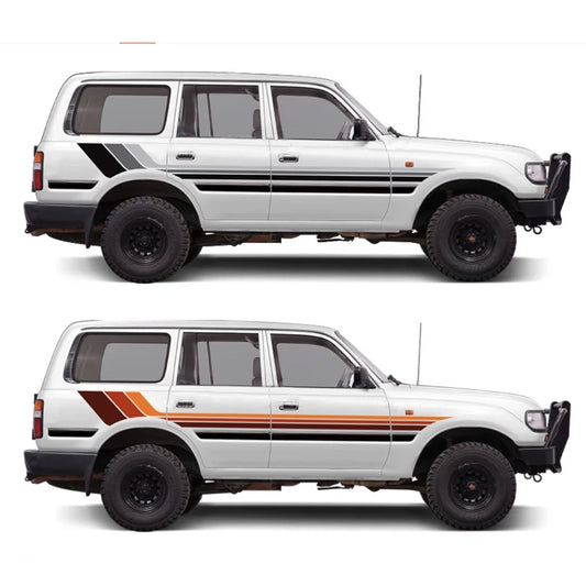Tri-Color Waistline Stripe Decal for Toyota Land Cruiser 80 LC80 (1994–1997) | Blackout Vinyl Graphics - 200000182:173#C-  DRIVEN - 2