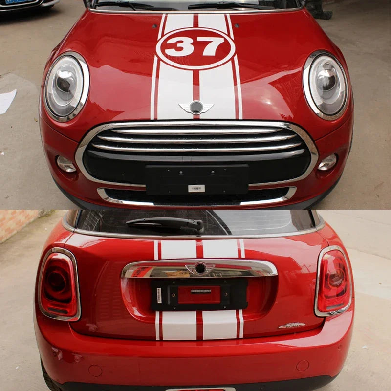 Hood & Rear Door Graphic Decal for Mini Cooper F55 (2015–2016) / F56 (2014–2016) | Vinyl Sticker Kit - 200000182:691#red-200000182:10#gold-200000182:350852#silver-200000182:193#black-200000182:29#white-  DRIVEN - 2