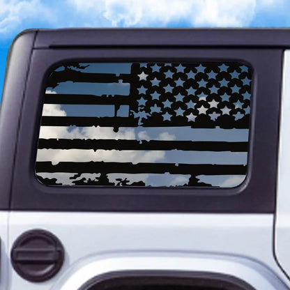 USA Flag Rear Window Decorative Decal for Jeep Wrangler (2021–2024) | Vinyl Cover Sticker - 200000182:201735810#M001A1 BLACK-200000182:771#M001A2 Matte black-  DRIVEN - 6