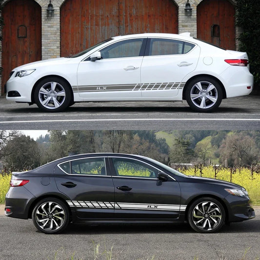 Long Door Side Skirt Stripe Decal for Acura RDX / MDX / TLX / ILX | Sport Vinyl 2-Piece Kit - 200000182:29#For RDX;355:203282822#Matt Silver-  DRIVEN - 2