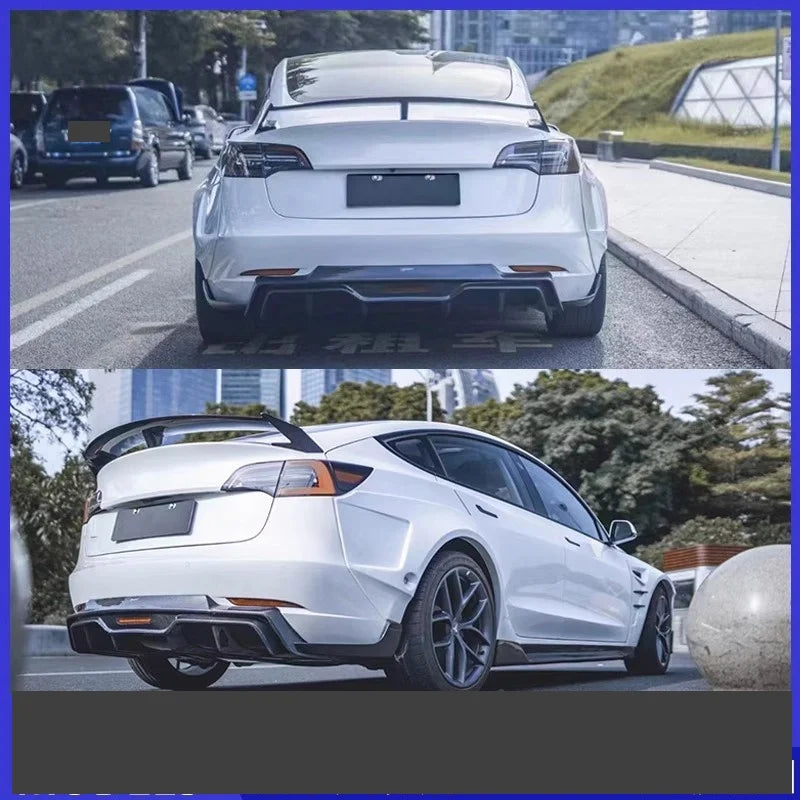Full Carbon Fiber Body Kit for Tesla Model 3 (2019–2022) | Front Splitter, Eyebrow, Side Skirts & More - 14:200003699#side skirt-14:200004890#front lip-14:200000914#tail wing-14:200002130#Unpainted Eyebrow-14:365458#set-  DRIVEN - 3