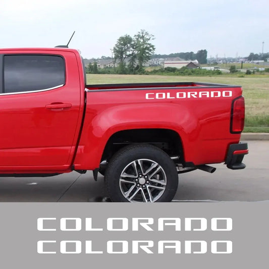 Rear Trunk Side Decal for Chevrolet Colorado | 2-Piece Pickup Truck Vinyl Graphic - 200000182:350852#Glossy Orange-  DRIVEN - 2
