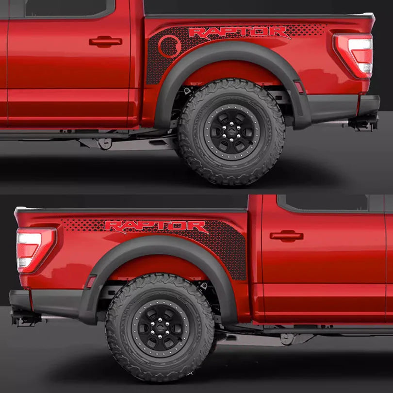 Tracery Splash Hood, Bedside & Letter Stripe Decal for Ford F-150 Raptor (2021–2023) | Vinyl Graphics Kit - 200000182:496#for red car-200000182:173#for black car-200000182:193#hood sticker-200000182:175#for blue car-200000182:10#for white car-  DRIVEN - 5