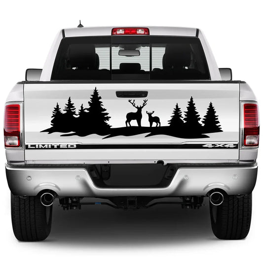 Hunting Deer & Trees Tailgate Decal | 4x4 Off-Road Vinyl Sticker for Pickup Trucks & SUVs - 200000182:350850#Carbon Fiber;5:361385#135x38.7cm-  DRIVEN - 1