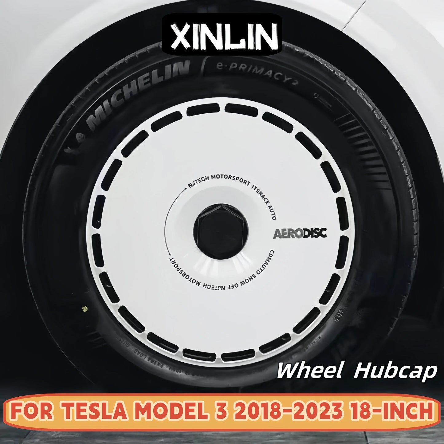 18" Performance Replacement Hub Cap Wheel Covers for Tesla Model 3 (2018–2023) | 4-Piece Full Rim Set
