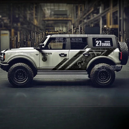 Custom Sports Decoration Film Vinyl Decal Kit for Ford Bronco | Full-Body KK Wrap Accessory - 200000182:193#black white-  DRIVEN - 2